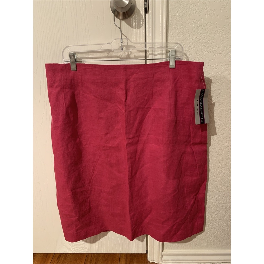 amanda smith pure linen womens skirt 22W morocan rose color nwt made in bulgaria